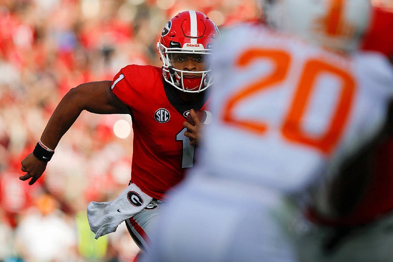 Georgia freshman quarterback Justin Fields has four passing touchdowns and four rushing scores this season.