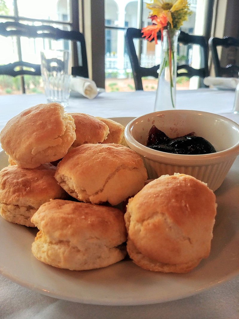 Butter biscuits at The Carriage House come with a side of jelly.