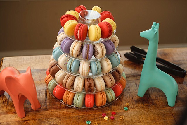 Locally handmade Joy Macarons make a colorful party treat, gift or afternoon snack.