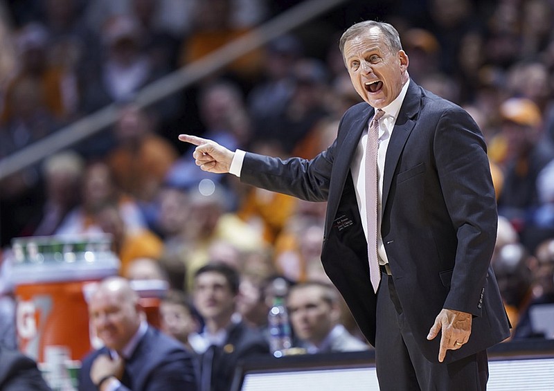 Tennessee men's basketball coach Rick Barnes reacts to a call against the Vols during their home win against Wake Forest last Saturday.
