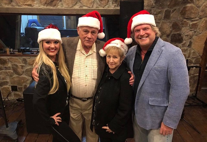 Summer Shyvonne, left, is shown with "Tennessee Santa Claus" composer Mac Pendley, his wife, Betty, and Craig Driver at Breaker 17 studio in Fort Oglethorpe. (Facebook photo)