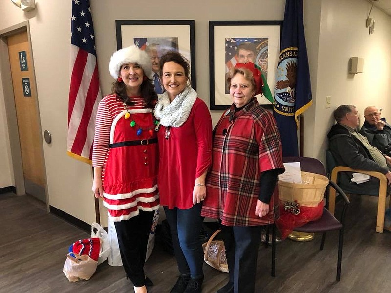 From left are Susan Harris, second vice regent of the Chickamauga Chapter of Daughters of the American Revolution; Bo Cox, volunteer services at the local Veterans Affairs clinic; and Marti Rutherford.