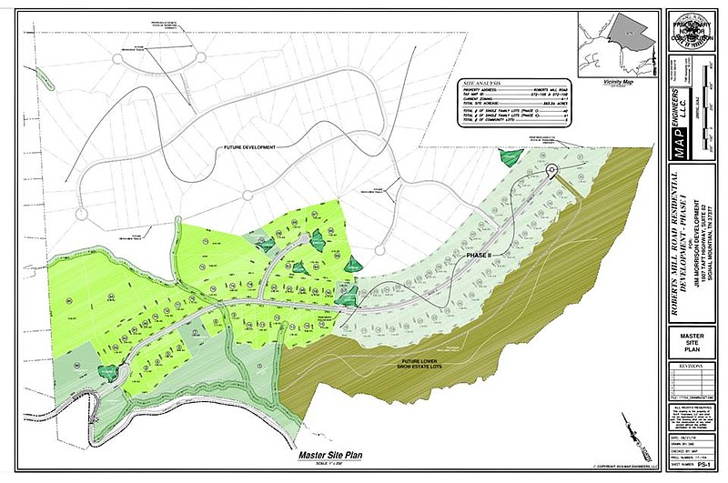 The site plan for the first phase of the Flipper Bend development is shown.