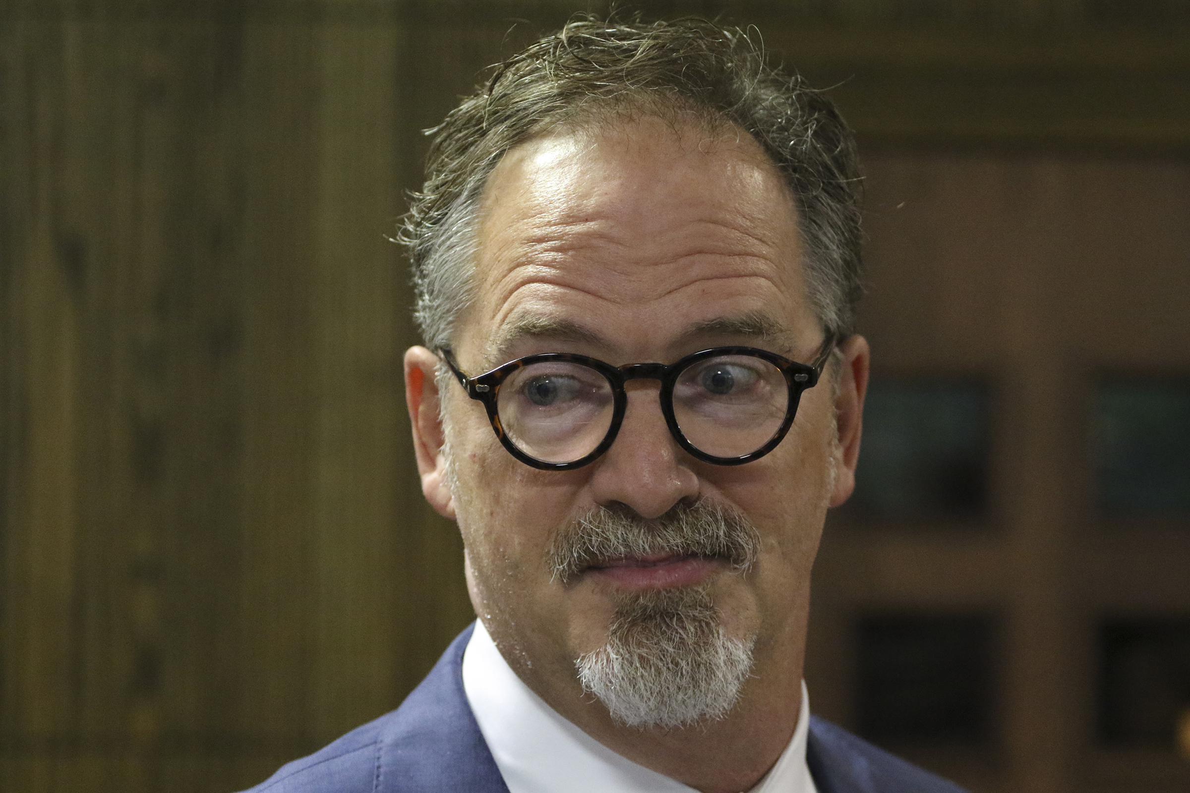 Staff Photo by Dan Henry / The Chattanooga Times Free Press- 10/21/16. Bobby Stone leaves Judge Lila Statom's courtroom after having charges from a domestic violence dispute with his wife Lacie Stone dropped. Lacie is one of Mayor Andy Berke's top advisers and has been accused of having an affair with the Mayor by Bobby.