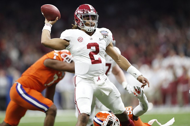 A year after Jalen Hurts (2) quarterbacked Alabama to a 24-6 triumph over Kelly Bryant and Clemson in a Sugar Bowl national semifinal, the No. 1 Crimson Tide and No. 2 Tigers will compete in the championship game of the 2018 season with Tua Tagovailoa and Trevor Lawrence as the starting quarterbacks.