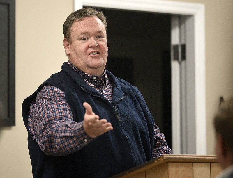 Jesse Vaughn, candidate for the District 5 Georgia House set speaks at the Murray County Senior Center.  The Murray County Republican Party hosted a meet and greet for candidates running for the District 5 Georgia House Seat on December 20, 2018.  The seat was left empty with the death of longtime house member John Meadows.   