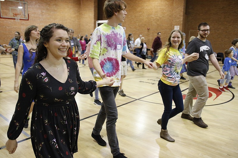 People learn to contra dance at Brainerd UMC on Saturday, Jan. 13, 2018, in Chattanooga, Tenn. / Staff photo by Doug Strickland