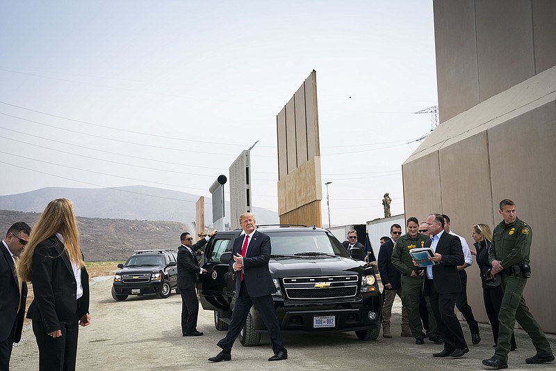 FILE — President Donald Trump last March views border wall prototypes in San Diego (Doug Mills/The New York Times)