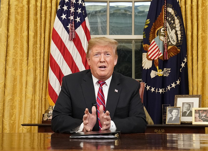 U.S. President Donald Trump delivers a televised address to the nation from his desk in the Oval Office about immigration and the Southern U.S. border at the White House in Washington on Tuesday. REUTERS/Carlos Barria