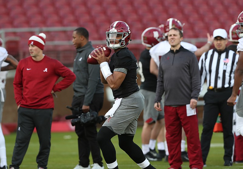 Jalen Hurts speaks to media before Clemson 