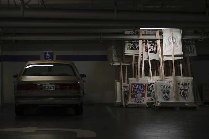 Picket signs are stacked in the basement of United Teachers Los Angeles union headquarters in Los Angeles Tuesday, Jan. 8, 2019. Teachers in Los Angeles, whose 640,000 students make it the nation's second-largest school district, are ready to strike Thursday, Jan. 10, over a contract dispute that follows teacher walkouts in other states that emboldened organized labor after a critical defeat at the U.S. Supreme Court. (AP Photo/Jae C. Hong)

