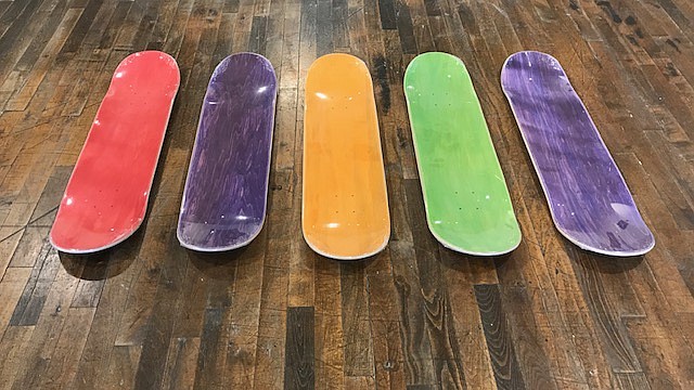 Students participating in the Skate Graphics Contest received blank skateboard decks to use as the canvas for their designs. / Photo from AVA