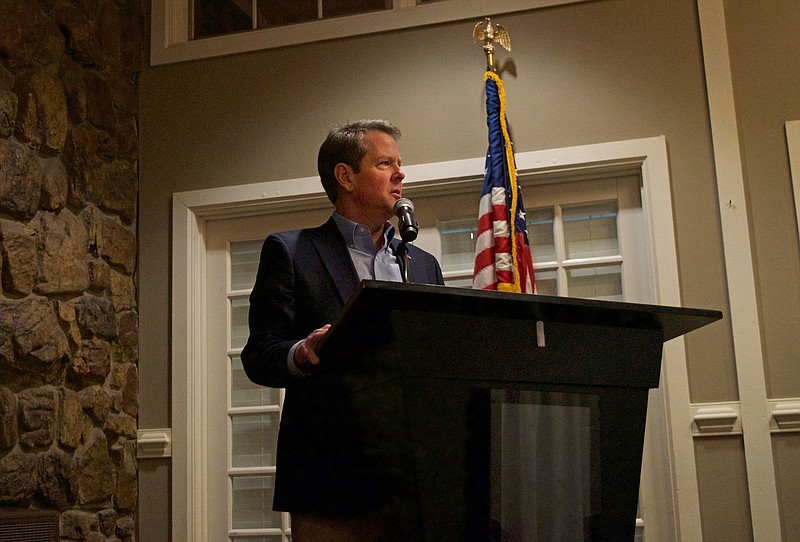 Photo by Mark Pace/Chattanooga Times Free Press — Georgia governor-elect Brian Kemp holds a victory tour at the Dalton Golf & Country club Saturday, Jan. 12, 2019. Kemp will be sworn into office Monday.