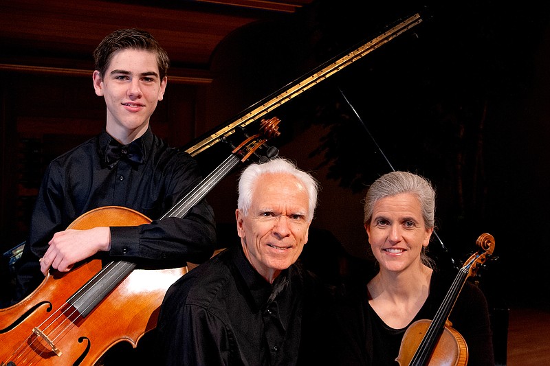 Former Southern Adventist University music professor Bruce Ashton and members of his family will present an evening of chamber music at SAU's Ackerman Auditorium on Sunday, Jan. 20. The free concert will feature three generations of the family: Ashton on piano, daughter Ellen Francisco, an alumna of Southern, on violin, and grandson Nathan Francisco, a high school student, on cello. (Southern Adventist contributed photo)