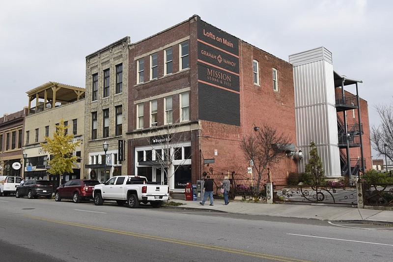 In this 2015 staff file photo, a row of remodeled buildings is seen on Main Street in the Southside area of Chattanooga, Tenn.