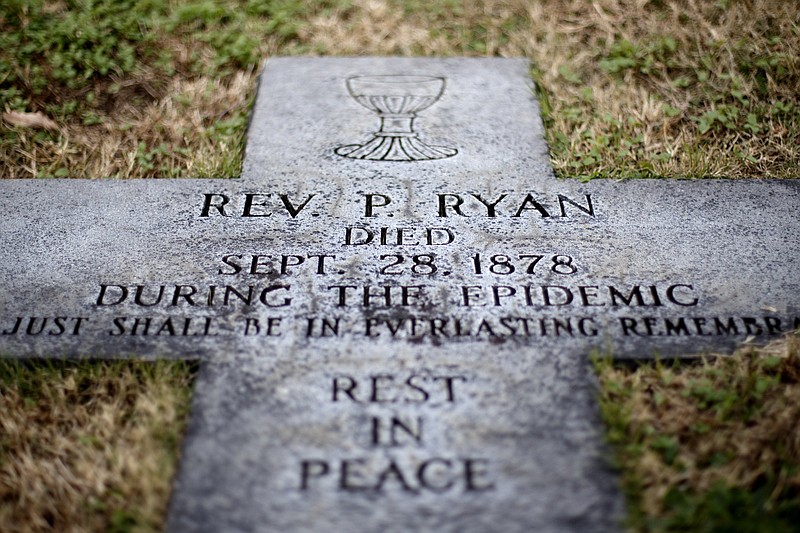 Father Patrick J. Ryan's grave is seen in Priest Circle in Mount Olivet Cemetery on Tuesday, Nov. 20, 2018 in Chattanooga, Tenn. Ryan served as the pastor for Saints Peter and Paul's parish for six years between 1872 and 1878.