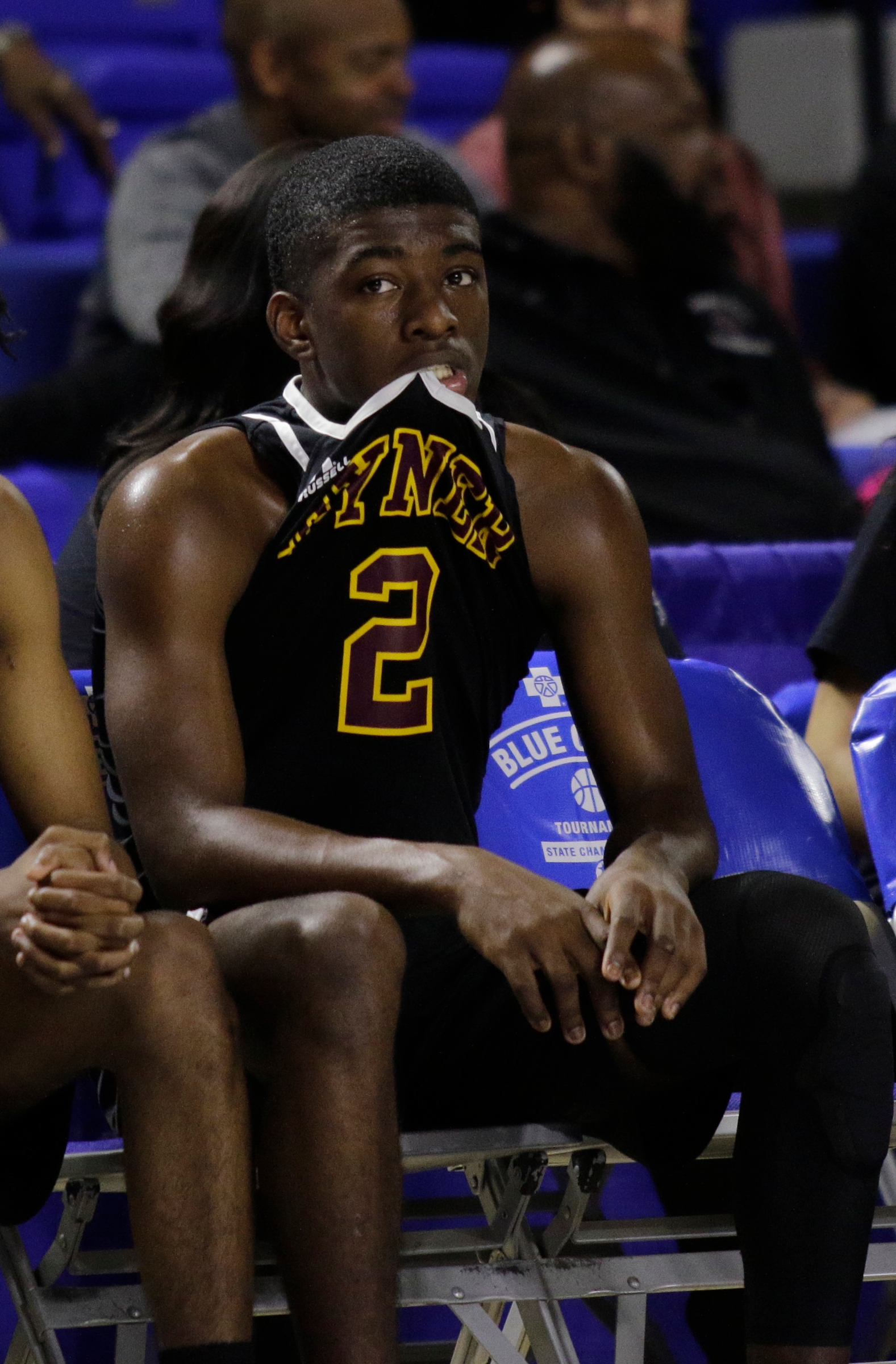Tyner guard Javon Craddock watches during the Rams' TSSAA Class AA basketball state quarterfinal against Stratford at Middle Tennessee State on March 15, 2018, in Murfreesboro.