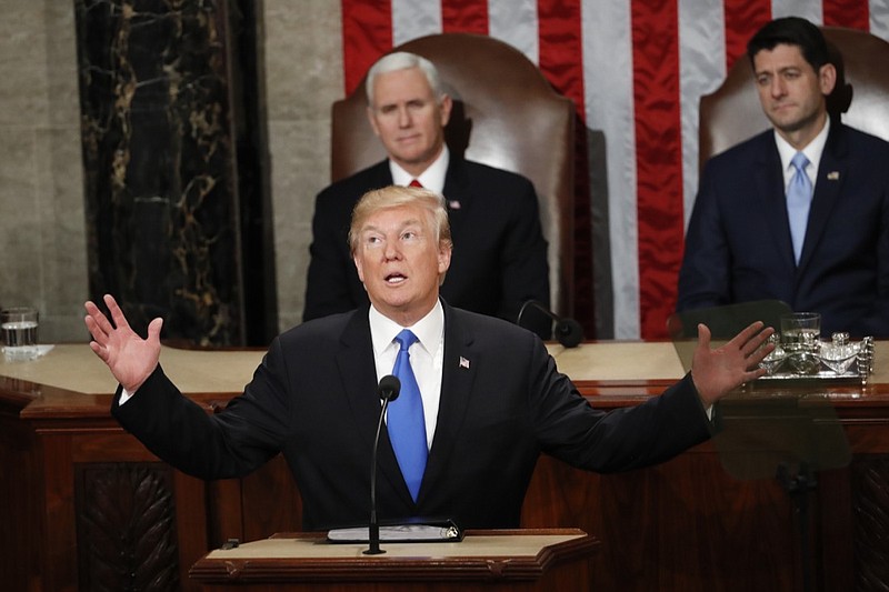 In this Jan. 30, 2018, file photo, President Donald Trump delivers his State of the Union address to a joint session of Congress on Capitol Hill in Washington. (AP Photo/Pablo Martinez Monsivais)