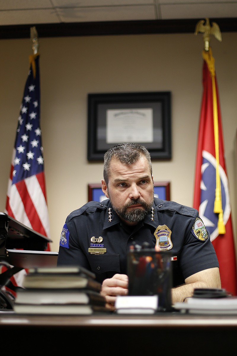 Chattanooga Police Chief David Roddy speaks with the Times Free Press in his office at the Police Services Center on Tuesday, Dec. 18, 2018 in Chattanooga, Tenn.