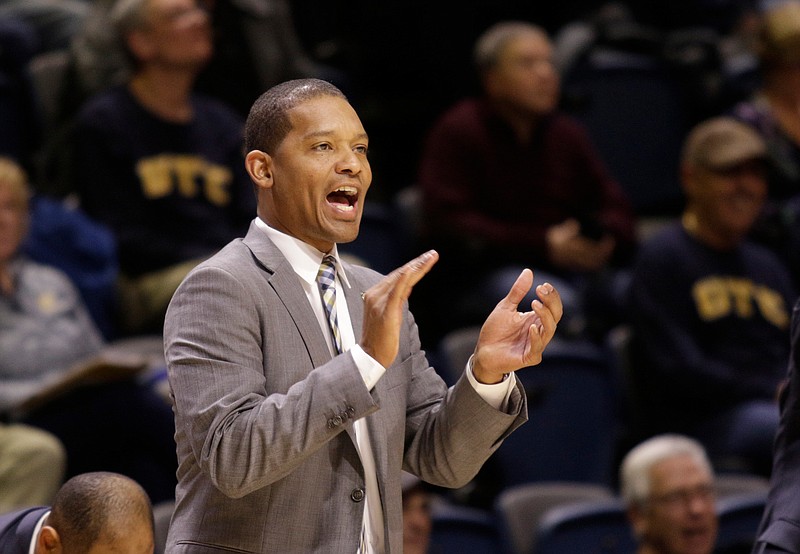 UTC men's basketball coach Lamont Paris shouts to his players during the Mocs' home game against The Citadel on Saturday at McKenzie Arena. The Mocs beat the Bulldogs 73-71 to improve to 10-10 overall and 5-2 in the Southern Conference this season.