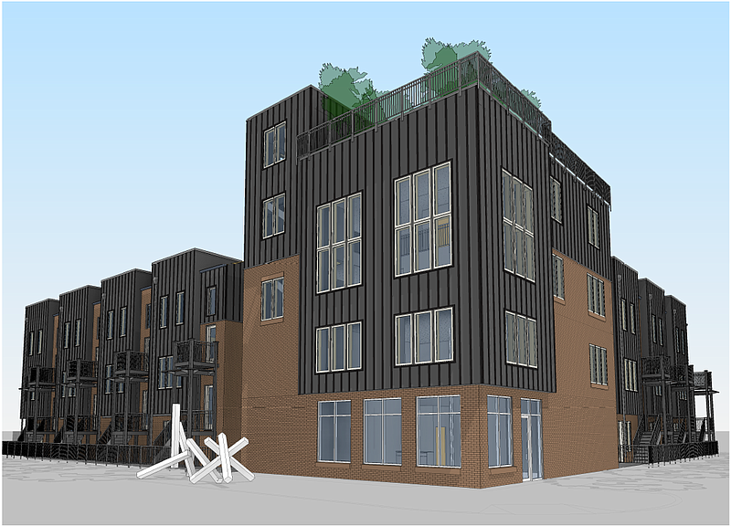 Rendering by Hefferlin + Kronenberg Architects / A new residential project named Westridge on Chattanooga's Southside calls for an 11-unit development on East Main Street near downtown.