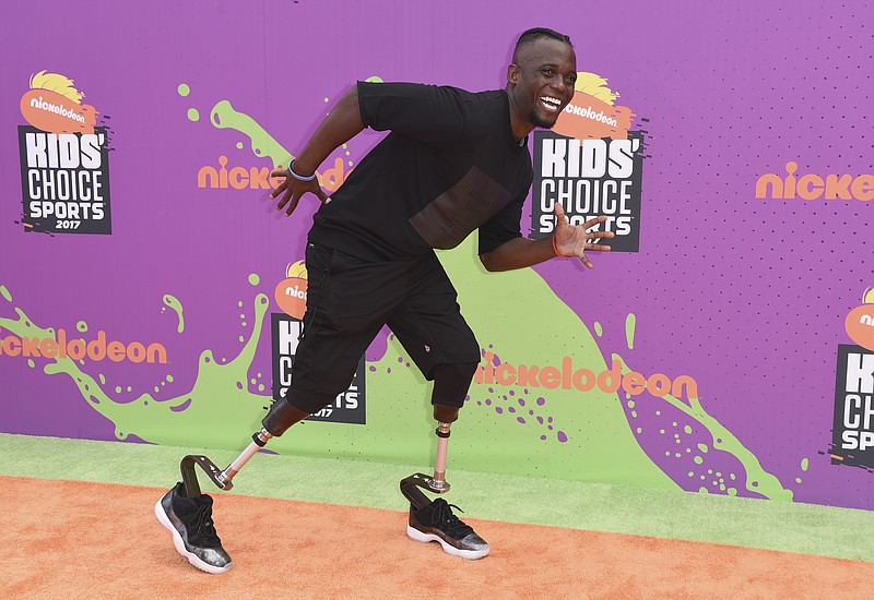 Paralympic athlete Blake Leeper arrives at the Kids' Choice Sports Awards at UCLA's Pauley Pavilion in July 2017.