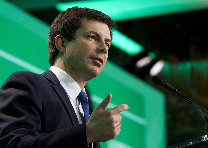 South Bend, Ind., Mayor Pete Buttigieg speaks during the U.S. Conference of Mayors Annual Winter Meeting in Washington last Thursday. (AP Photo/Jose Luis Magana)
