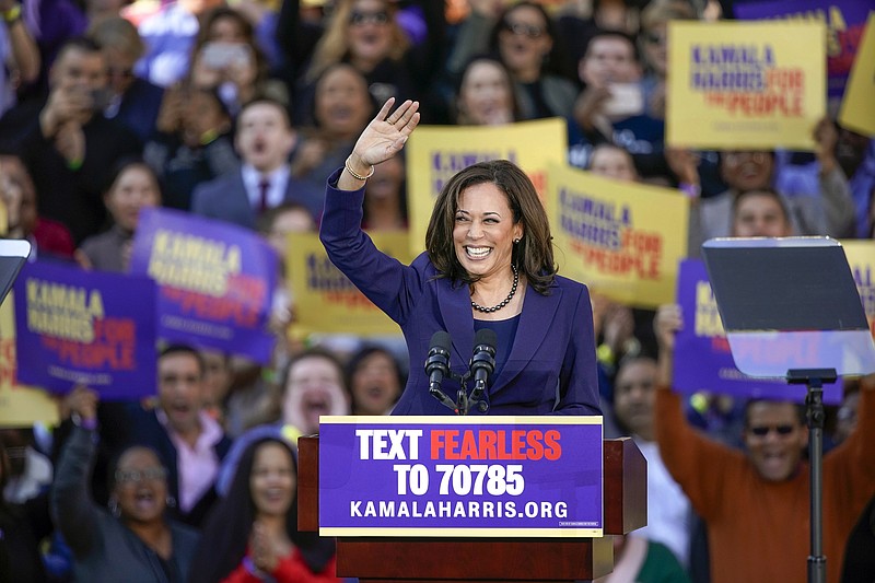 Democratic Sen. Kamala Harris, of California, formally launches her presidential campaign at a rally in her hometown of Oakland on Sunday. (AP Photo/Tony Avelar)