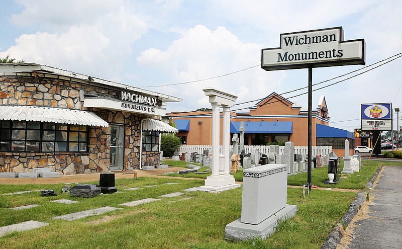 Staff file photo by Erin O. Smith / The property that held Wichman Monuments on Brainerd Road is for sale. The 72-year-old business suddenly closed last year.