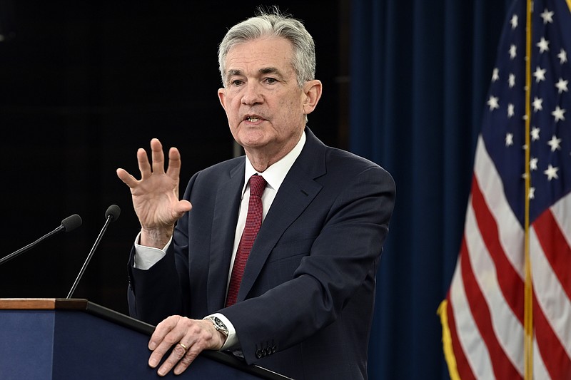 FILE - In this Dec. 19, 2018, file photo, Federal Reserve Chairman Jerome Powell speaks at a news conference in Washington DC. With the Federal Reserve considered sure to leave interest rates unchanged Wednesday, investors will be looking to hear Powell sound a reassuring theme that a pause in the Fed’s rate hikes could last a while. (AP Photo/Susan Walsh, File)