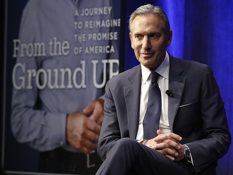 Former Starbucks CEO and Chairman Howard Schultz looks out at the audience during a book promotion tour in New York last Monday. (AP Photo/Kathy Willens, File)