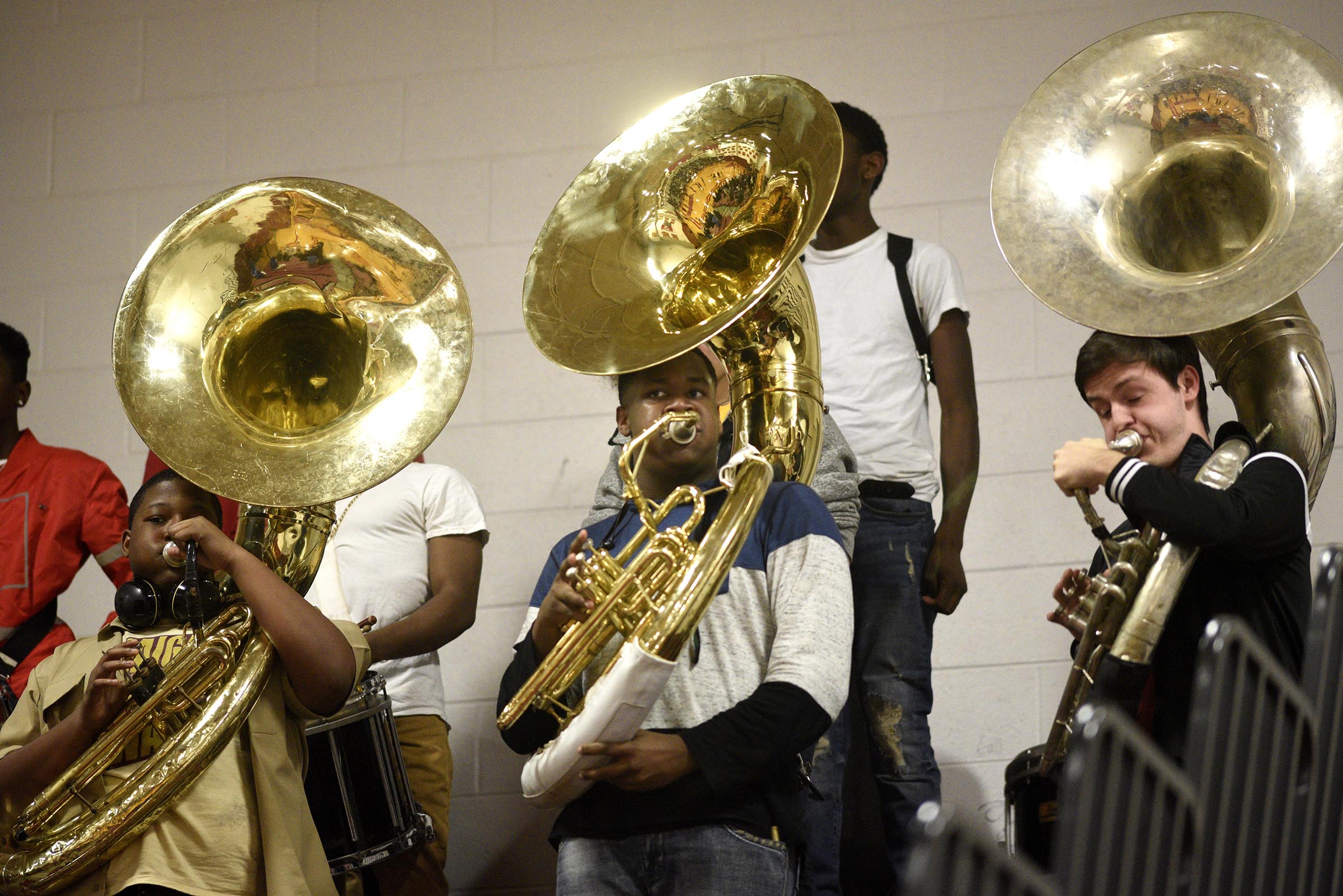Howard's pep band plays before the start of the boy's game. The Tyner Rams visited the Howard Hustling Tigers in TSSAA boys' basketball on February 1, 2019.