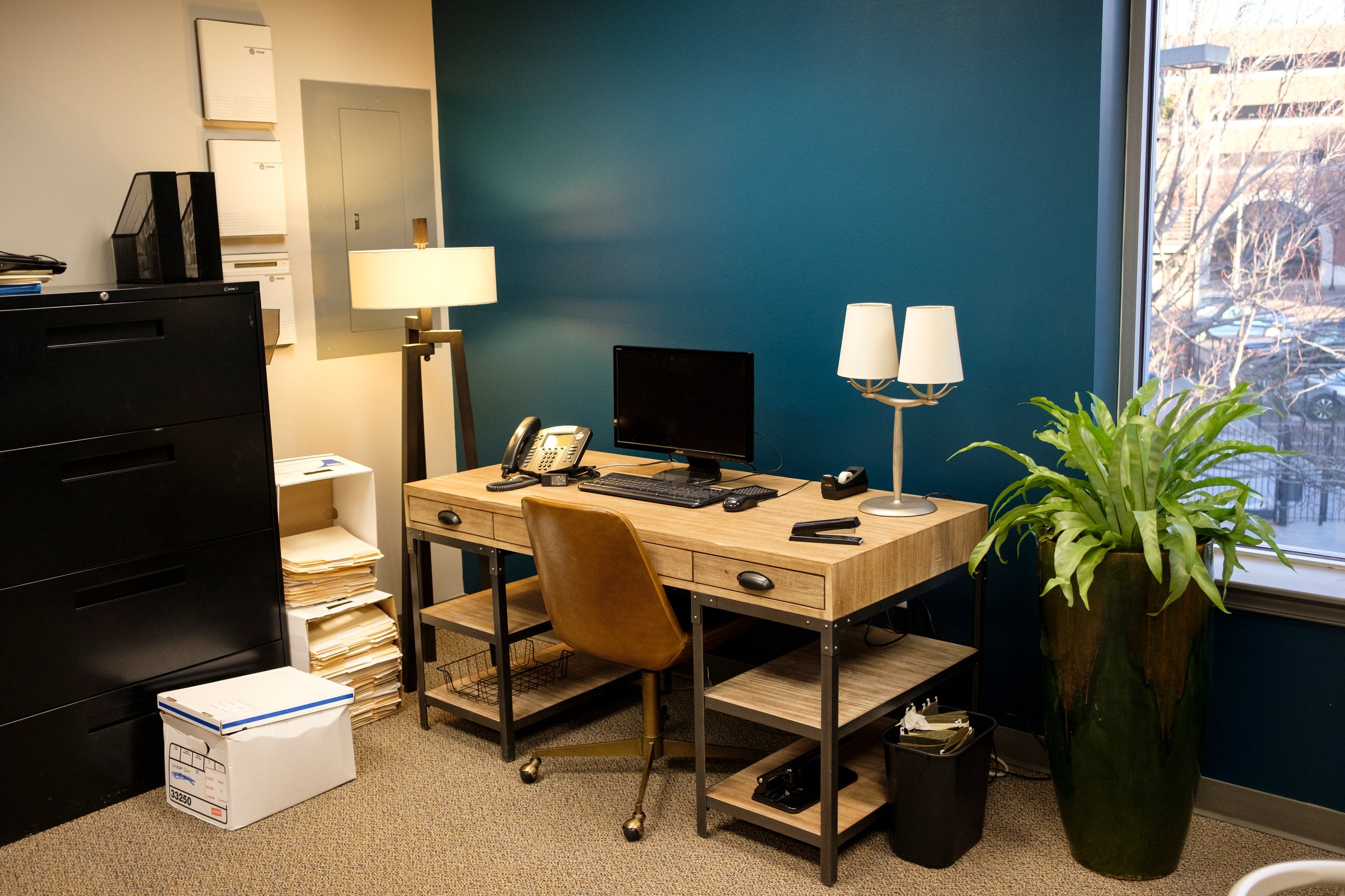 A community office space is seen at The Community Foundation's new Williams Street location on Wednesday, Jan. 30, 2019, in Chattanooga, Tenn.
