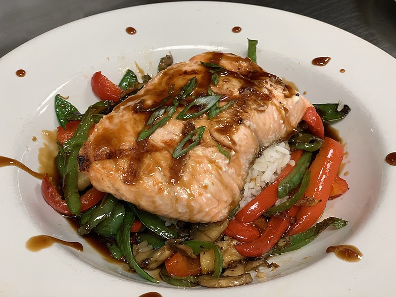 Valentine's Day specials at Puckett's Gro. & Restaurant include Hibachi Salmon on a bed of jasmine rice with sauteed vegetables and orange teriyaki sauce. (Puckett's photo)