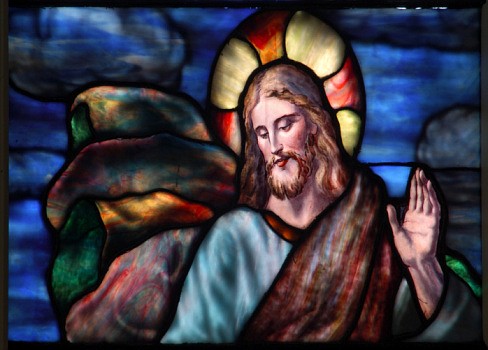 Stained glass image of Jesus Christ