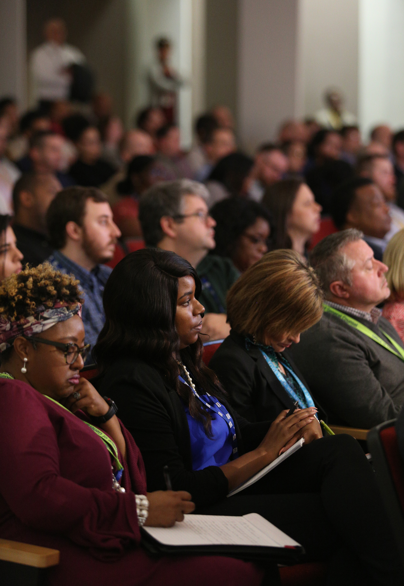 A crowd listens to panelists during the American Association of Blacks in Energy panel at the TVA Missionary Ridge Auditorium Friday, February 8, 2019 in Chattanooga, Tennessee. The panel featured Robert Gardner, the electric utility director of Springfield Electric Department; Decosta Jenkins, the president and CEO of Nashville Electric Service; and J.T. Young, the president and CEO of Memphis Light, Gas and Water.