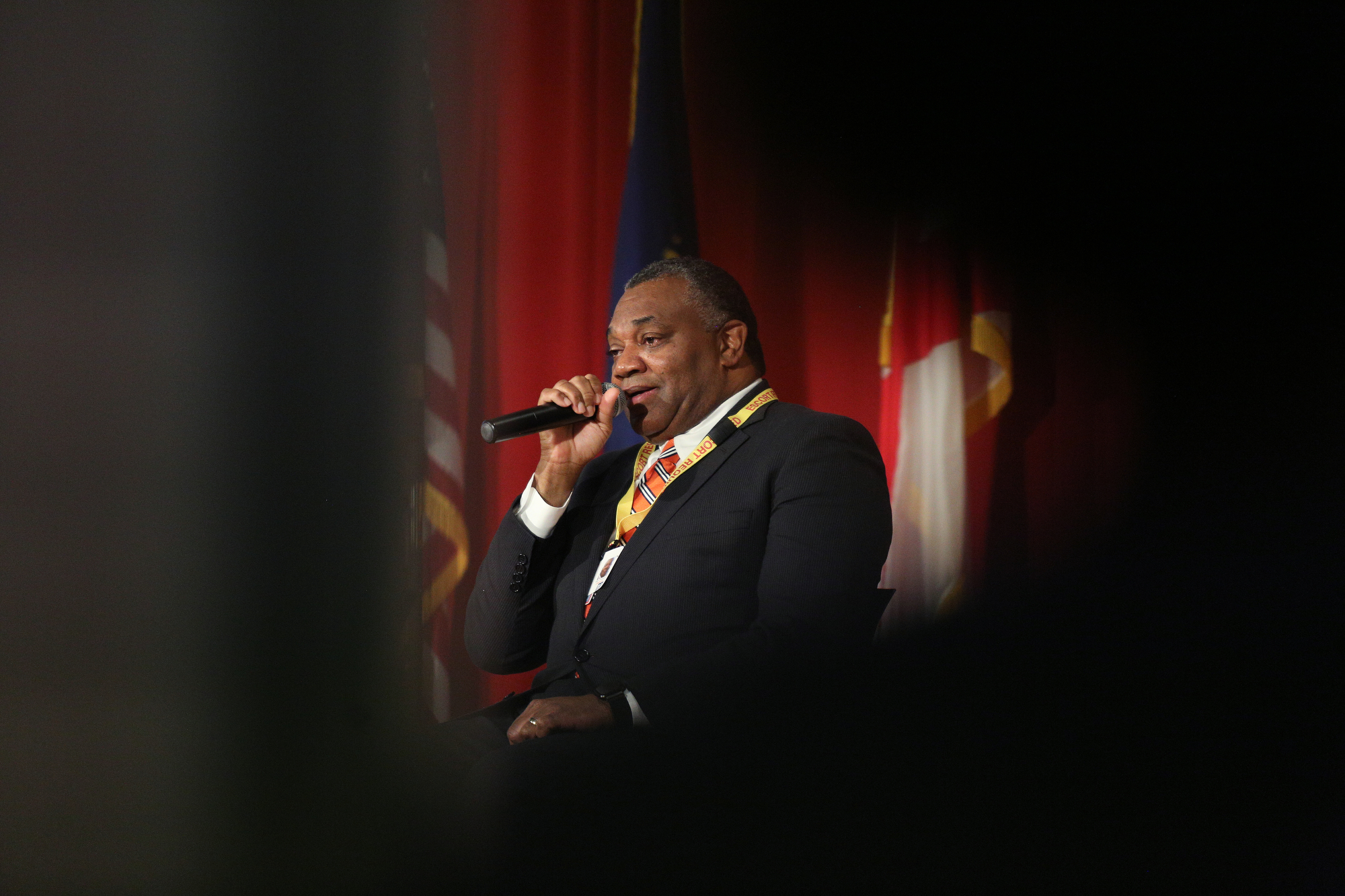 Decosta Jenkins, president and CEO of Nashville Electric Services, speaks during the American Association of Blacks in Energy panel at the TVA Missionary Ridge Auditorium Friday, February 8, 2019 in Chattanooga, Tennessee. Jenkins gave advice to the audience on how he handles unruly employees.