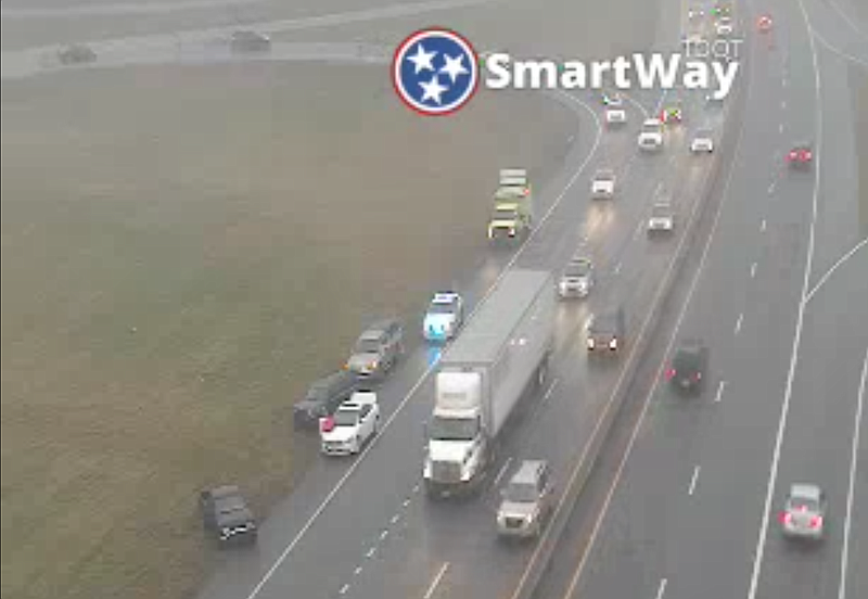 Tennessee Department of Transportation SmartWay Traffic cameras show traffic on Highway 153 South slowing at the scene of a crash that happened at 7 a.m.