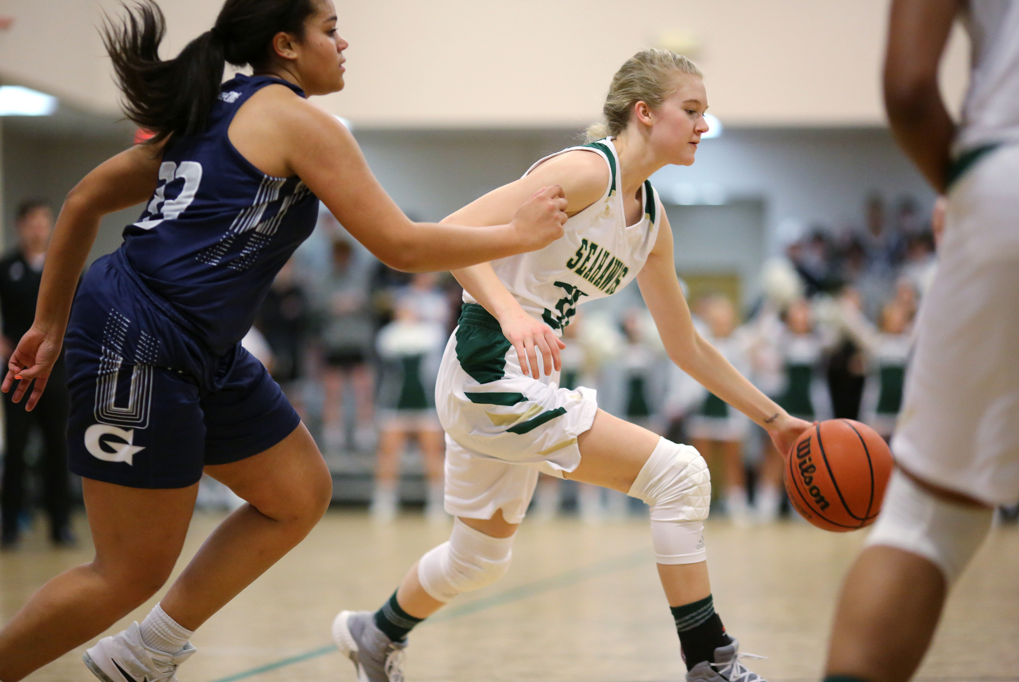 Silverdale's Marlee Montgomery (30) dribbles the ball across the court during the Silverdale vs. Grace Christian Academy region tournament game Tuesday, February 12, 2019 at Silverdale Baptist Academy in Chattanooga, Tennessee.