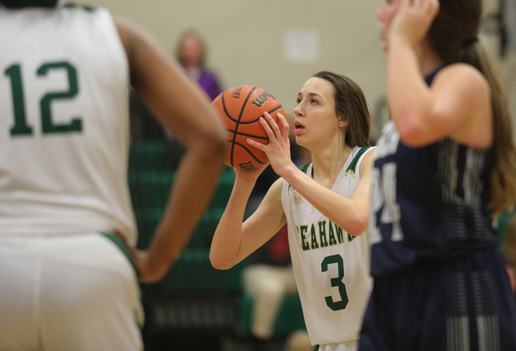 Silverdale's Audrey Canter (3) puts up a free-throw shot during the Silverdale vs. Grace Christian Academy region tournament game Tuesday, February 12, 2019 at Silverdale Baptist Academy in Chattanooga, Tennessee.