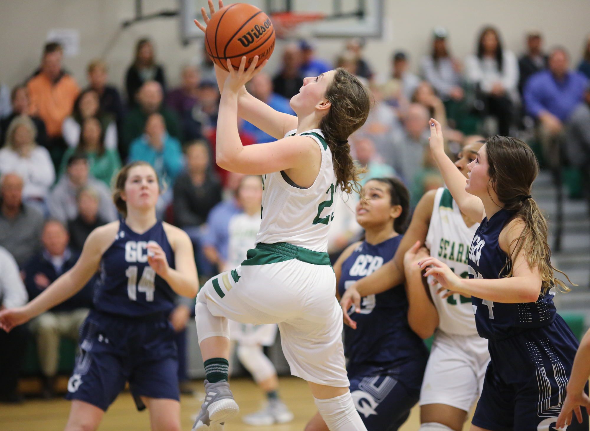 Silverdale's Tessa Gibson (23) puts up the game-winning layup during the Silverdale vs. Grace Christian Academy region tournament game Tuesday, February 12, 2019 at Silverdale Baptist Academy in Chattanooga, Tennessee.