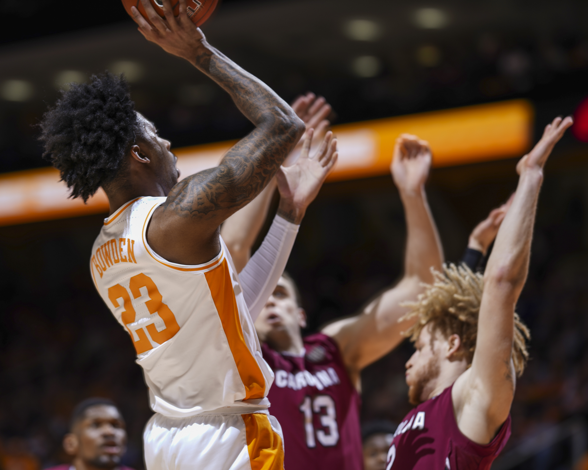 Tennessee's Jordan Bowden shoots during the Vols' home win against South Carolina on Wednesday night.