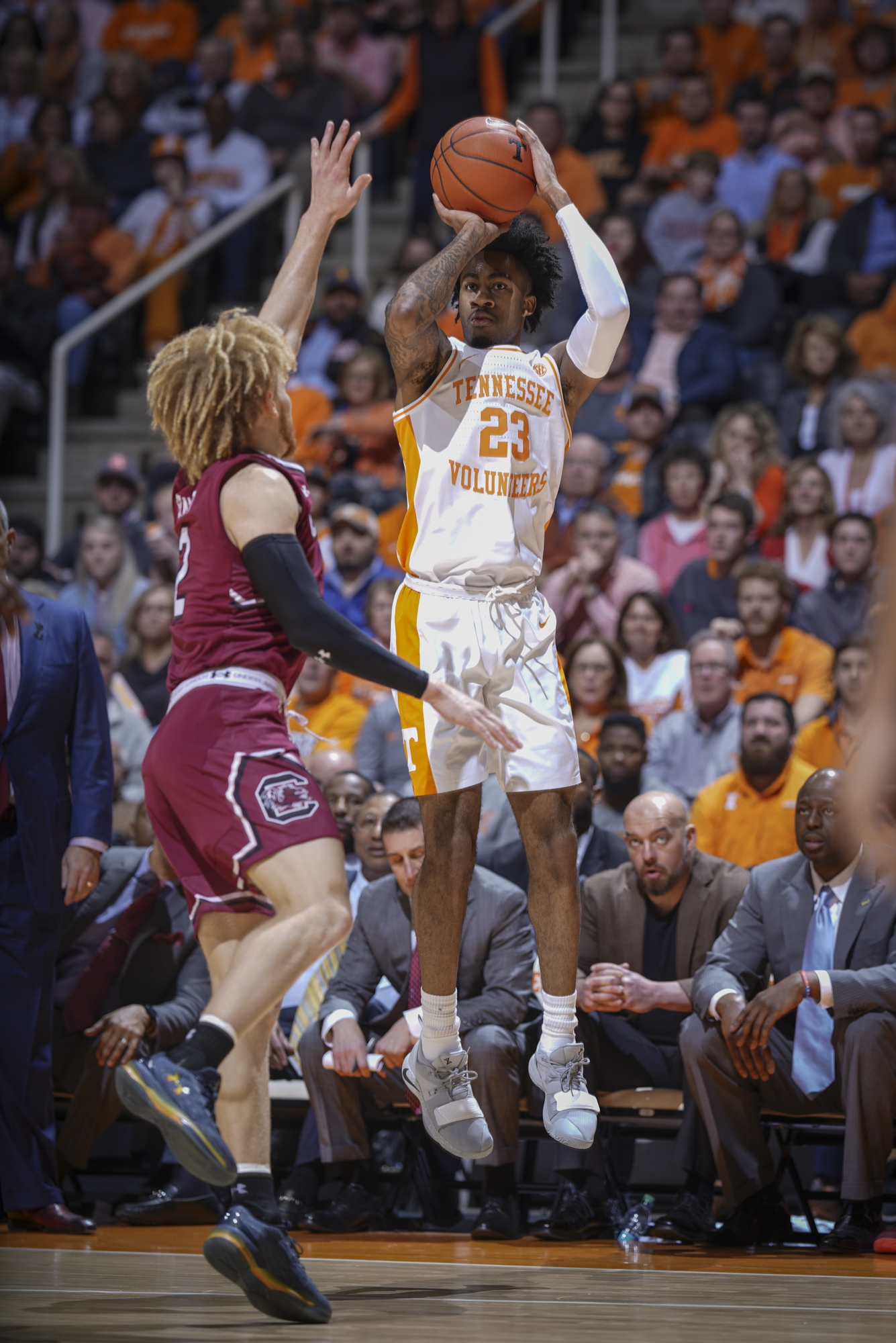 Tennessee's Jordan Bowden takes a 3-pointer against South Carolina on Wednesday night at Thompson-Boling Arena in Knoxville.