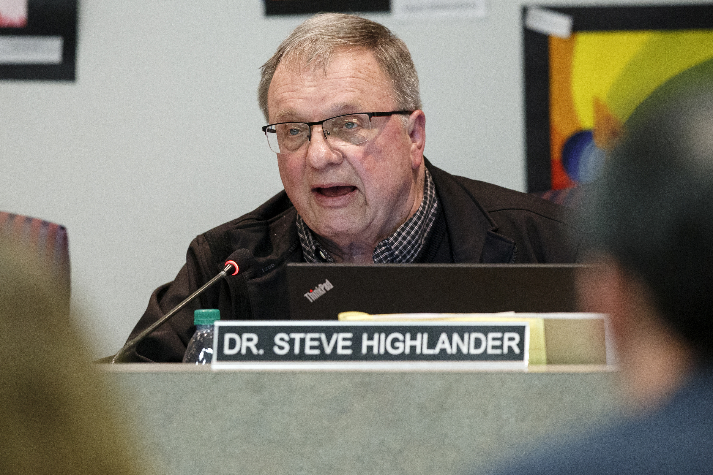 Hamilton County District 9 School Board member Steve Highlander speaks during a discussion on transportation during a school board meeting on Thursday, Feb. 21, 2019 in Chattanooga, Tenn.