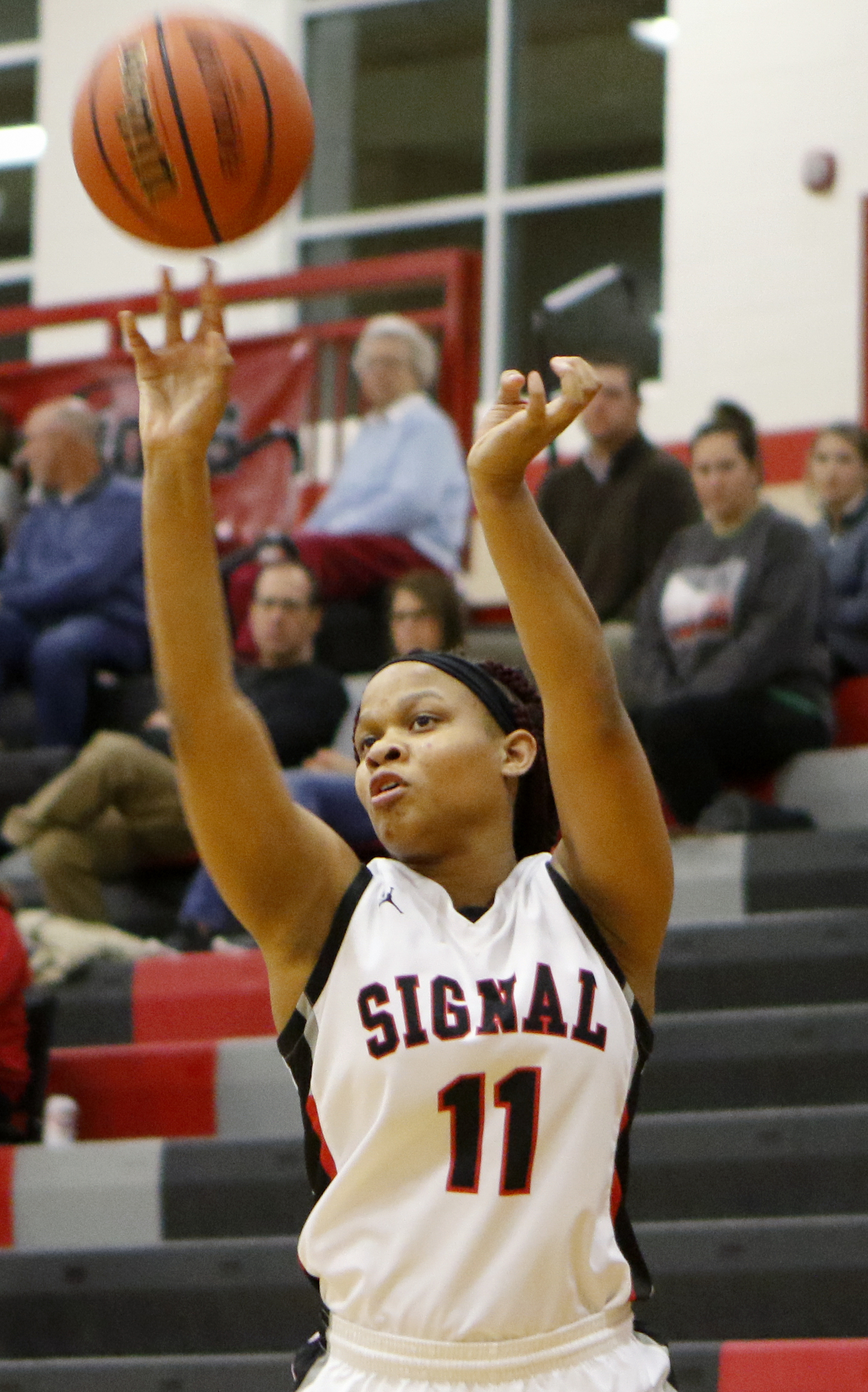 Signal Mountain's Jaylah Hardy (11) takes a shot against Sequoyah during the Region 3-AA quarterfinals at Signal Mountain Middle/High School on Friday, Feb. 22, 2019 in Signal Mountain, Tenn.
