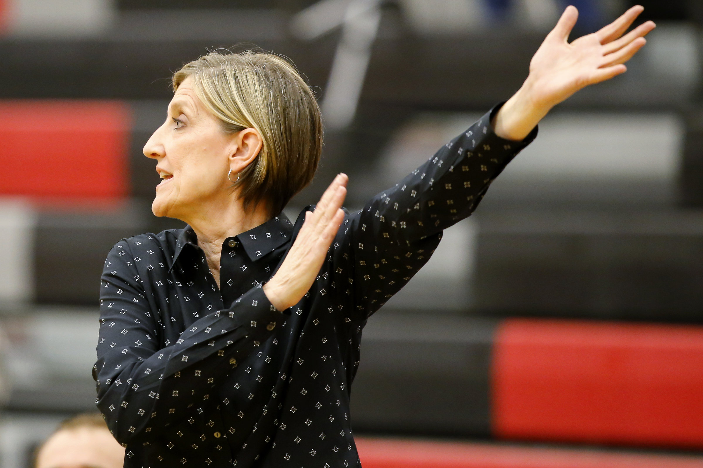 Signal Mountain coach Kendra Bell talks to her team during the Region 3-AA quarterfinals against Sequoyah at Signal Mountain Middle/High School on Friday, Feb. 22, 2019 in Signal Mountain, Tenn.