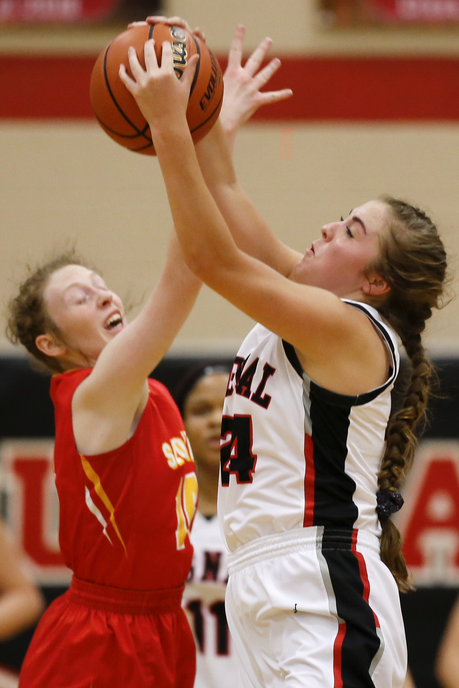Signal Mountain's Harmony McCarter (24) intercepts a pass during the Region 3-AA quarterfinals against Sequoyah at Signal Mountain Middle/High School on Friday, Feb. 22, 2019 in Signal Mountain, Tenn.