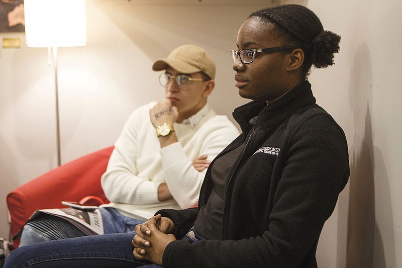 SAU student Mark Galvez, left, and SAU student Tierra Hayes