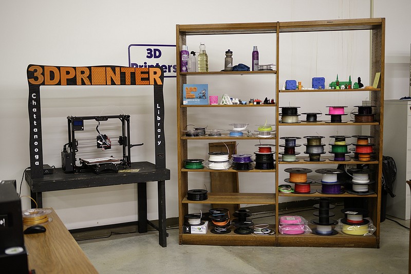 3D printers are provided for use at the Chattanooga Public Library on Thursday, Dec. 28, 2017, in Chattanooga, Tenn. Though providing traditional access to books and literacy programs is still the library's core objective, they have expanded access to technology, music and crafts for the public.