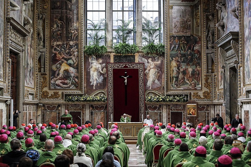 Pope Francis celebrates Mass at the Vatican last Sunday. He celebrated a final Mass to conclude his extraordinary summit of Catholic leaders summoned to Rome for a tutorial on preventing clergy sexual abuse and protecting children from predator priests. (Giuseppe Lami/Pool Photo via AP)